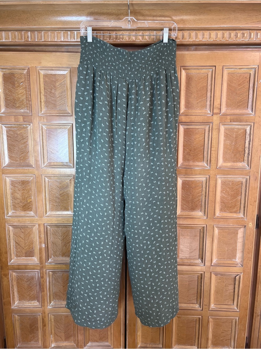 Billabong Women’s Wide Leg Pants green Smocked Waist Gauze Beach Boho M
